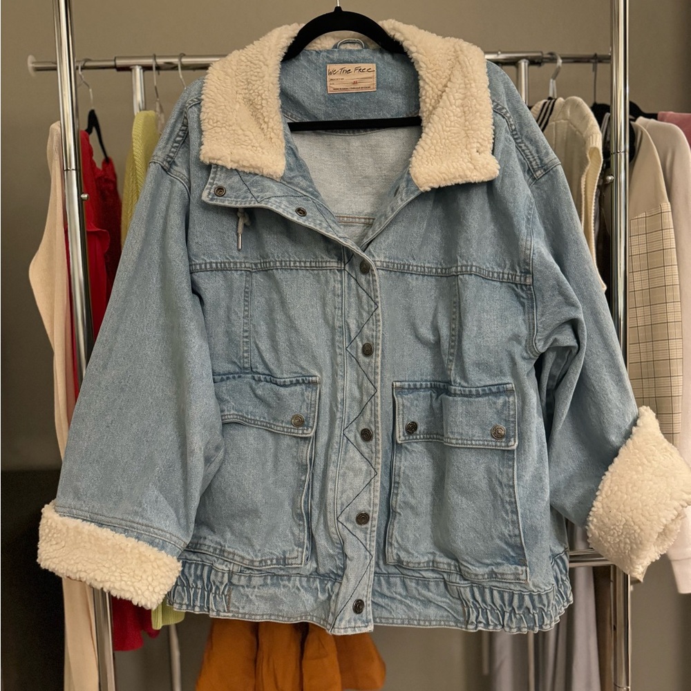 Fleece detail denim jacket by free people